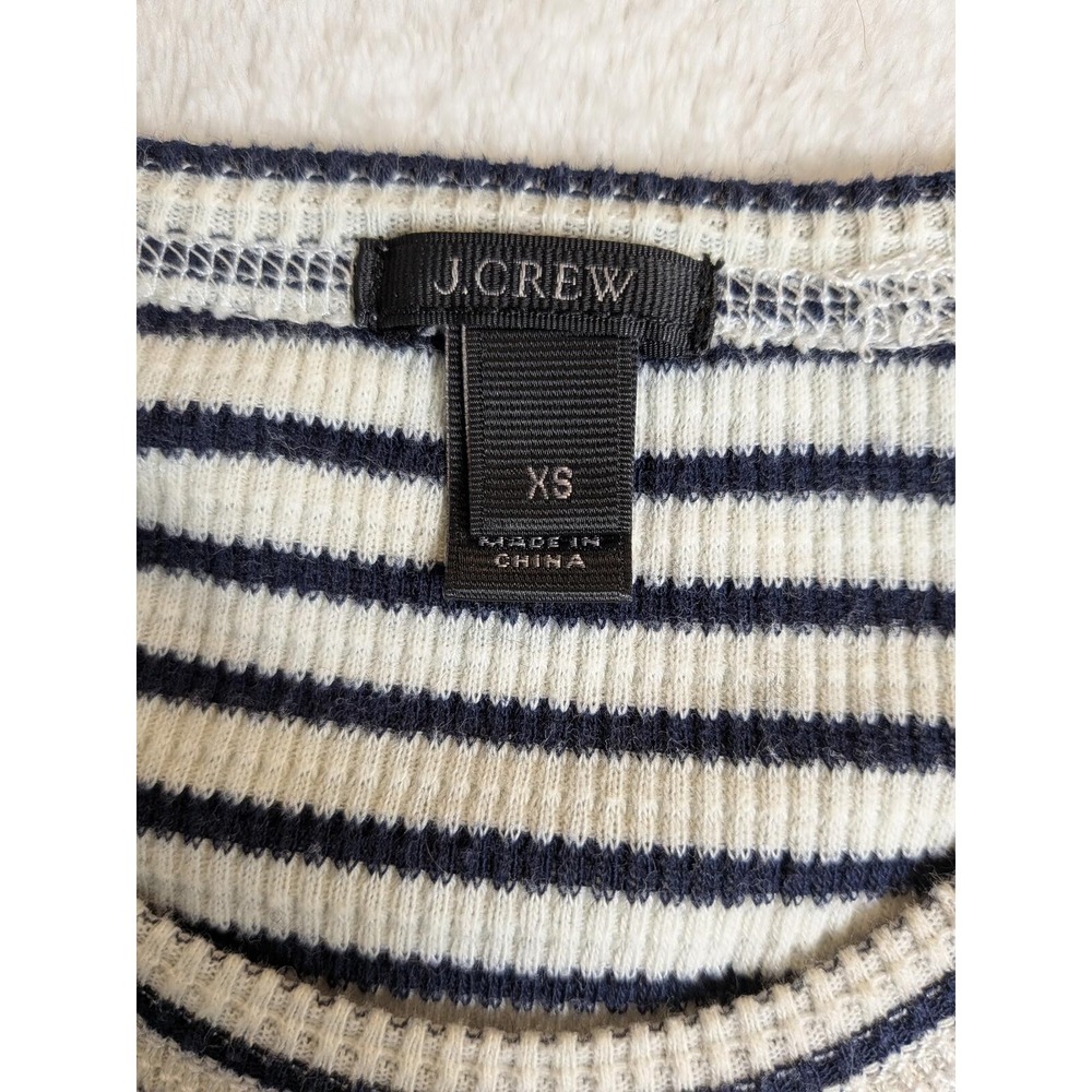 J.Crew Striped Long Sleeve Tee Womens XS Navy White Excellent Ribbed Nautical - Picture 2 of 6